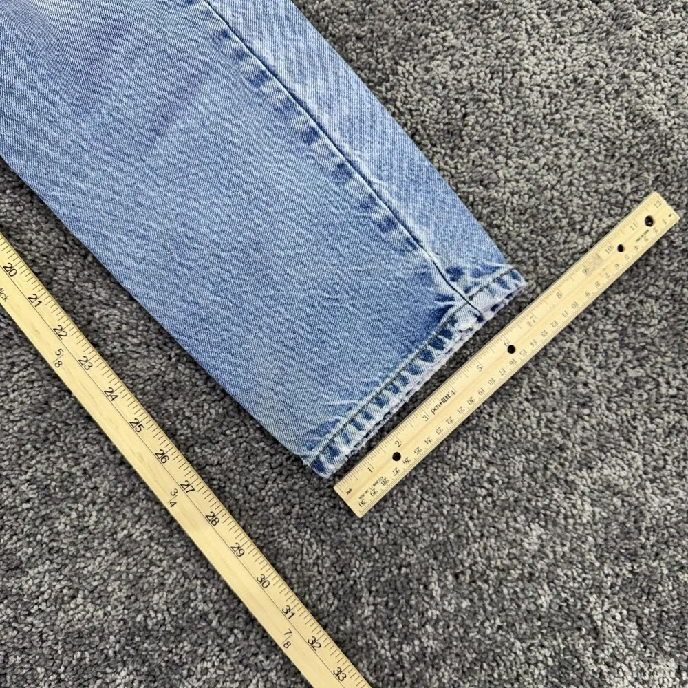 Carhartt Jeans Mens 36x30 Blue Straight Light Wash Denim Distressed Workwear